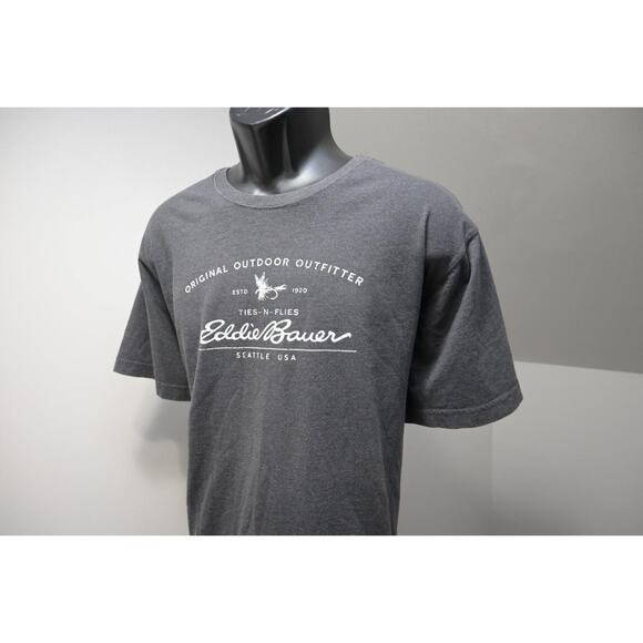 Eddie Bauer Tee Shirt Camp Trail Hiking Fishing Graphic Short Sleeve Mens 2XL - Picture 1 of 7